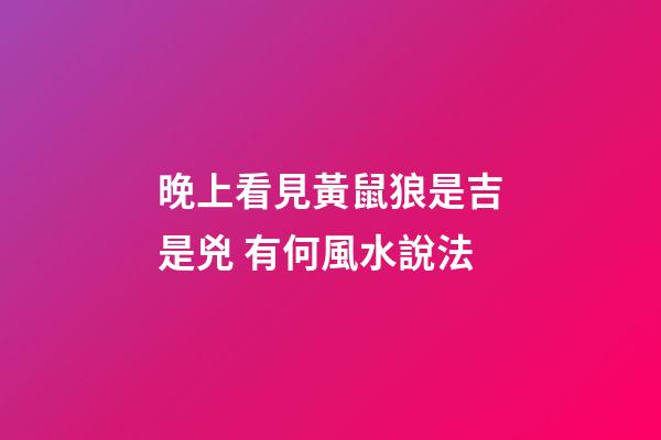 晚上看見黃鼠狼是吉是兇 有何風水說法